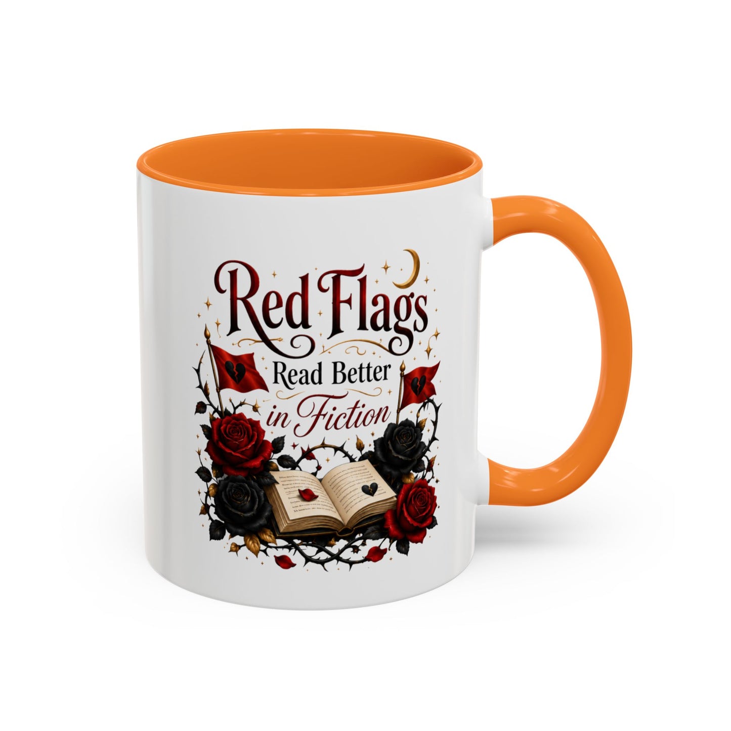 Book Lover Mug — "Red Flags Read Better in Fiction" Ceramic Coffee Cup (11oz/15oz)