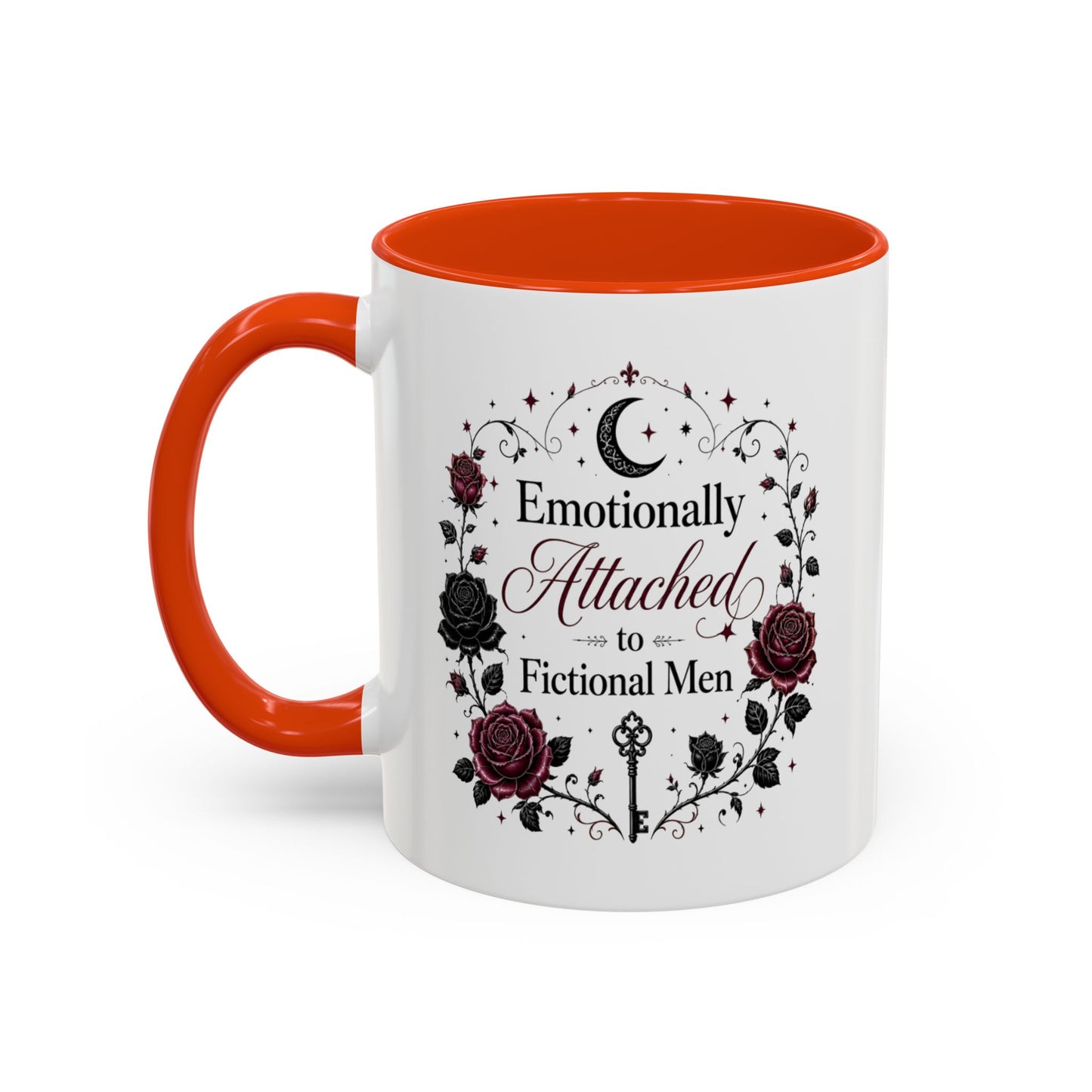 Emotionally Attached to Fictional Men Mug — Floral Gothic 11oz/15oz Coffee Cup