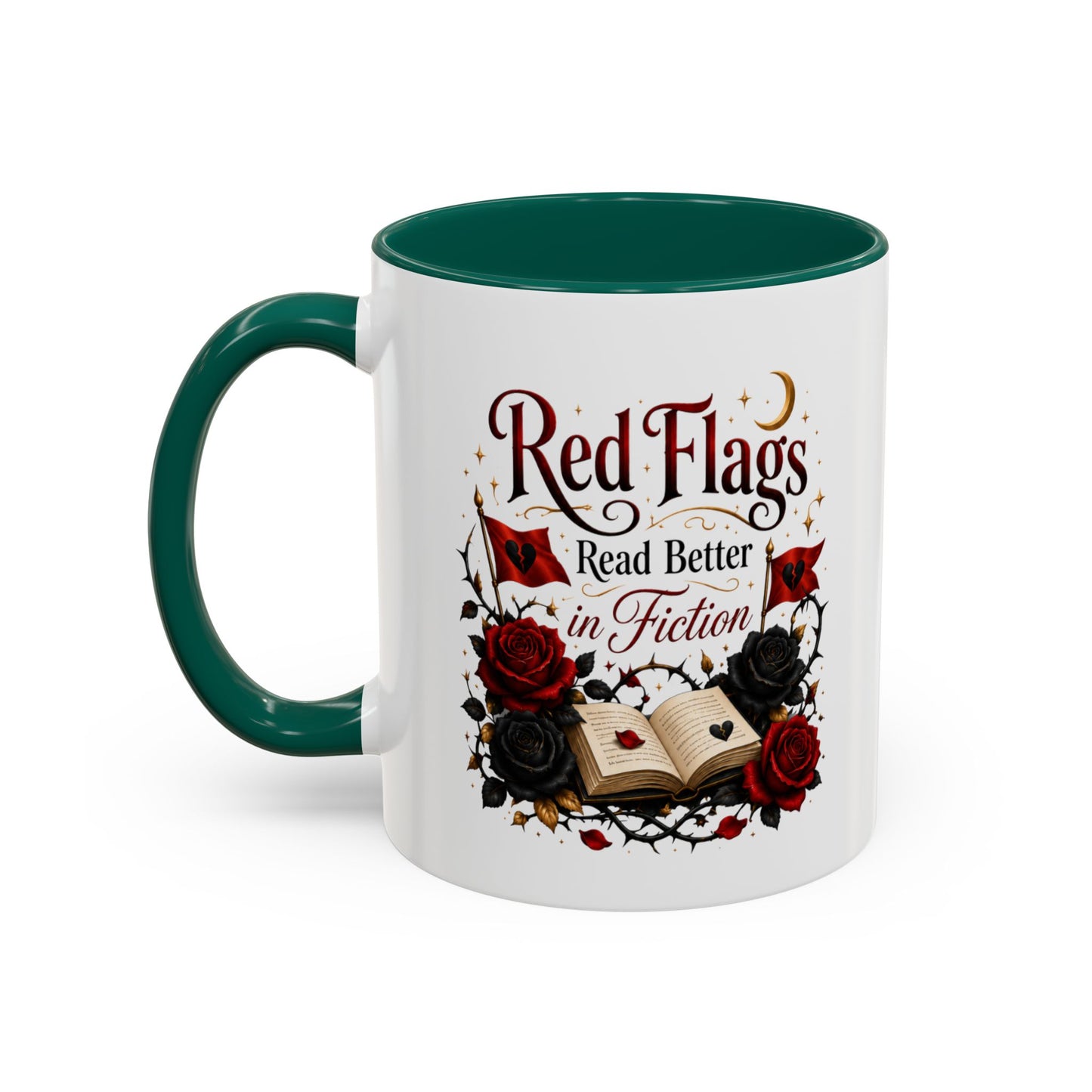 Book Lover Mug — "Red Flags Read Better in Fiction" Ceramic Coffee Cup (11oz/15oz)