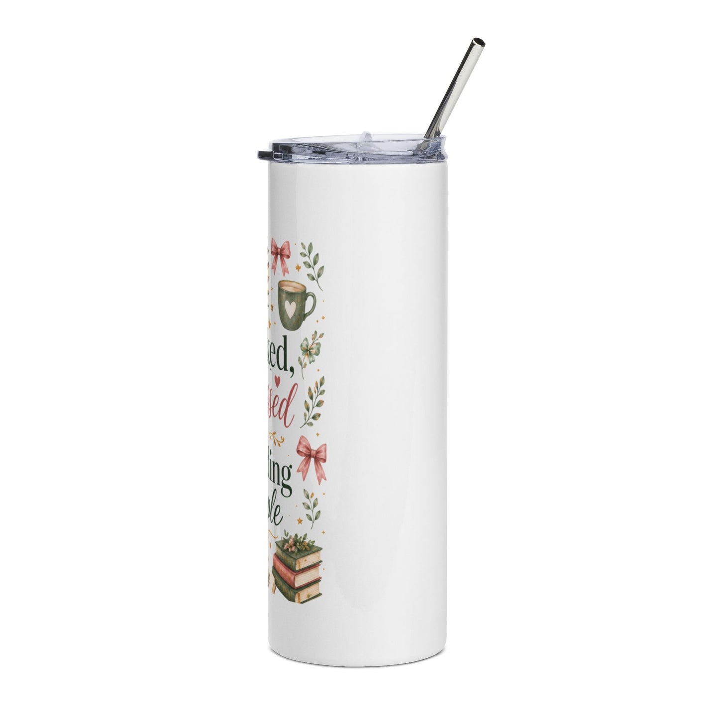 20oz Book Lover Tumbler — "Booked, Blessed & Avoiding People" Stainless Steel Travel Cup