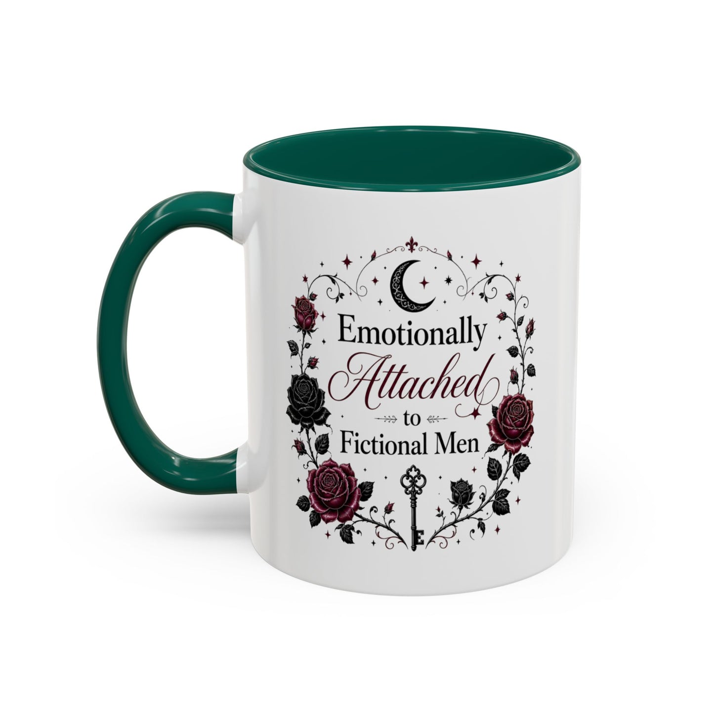 Emotionally Attached to Fictional Men Mug — Floral Gothic 11oz/15oz Coffee Cup