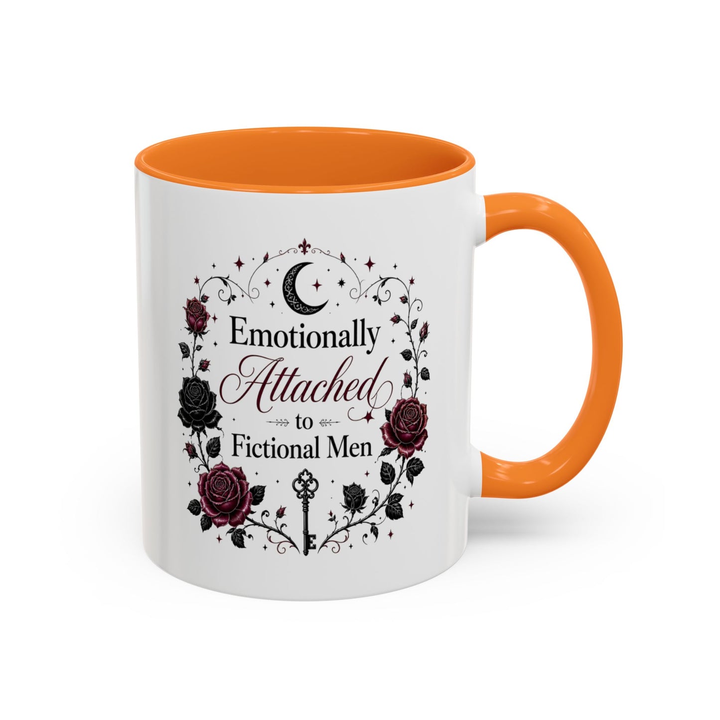 Emotionally Attached to Fictional Men Mug — Floral Gothic 11oz/15oz Coffee Cup