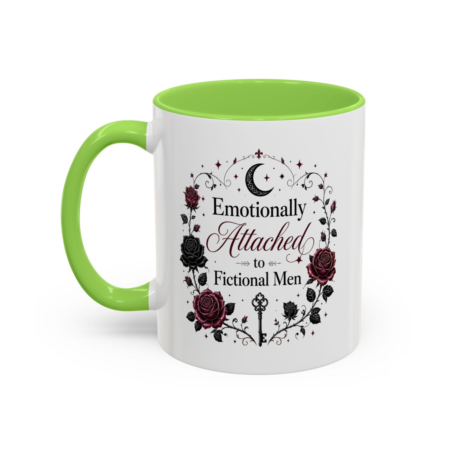 Emotionally Attached to Fictional Men Mug — Floral Gothic 11oz/15oz Coffee Cup