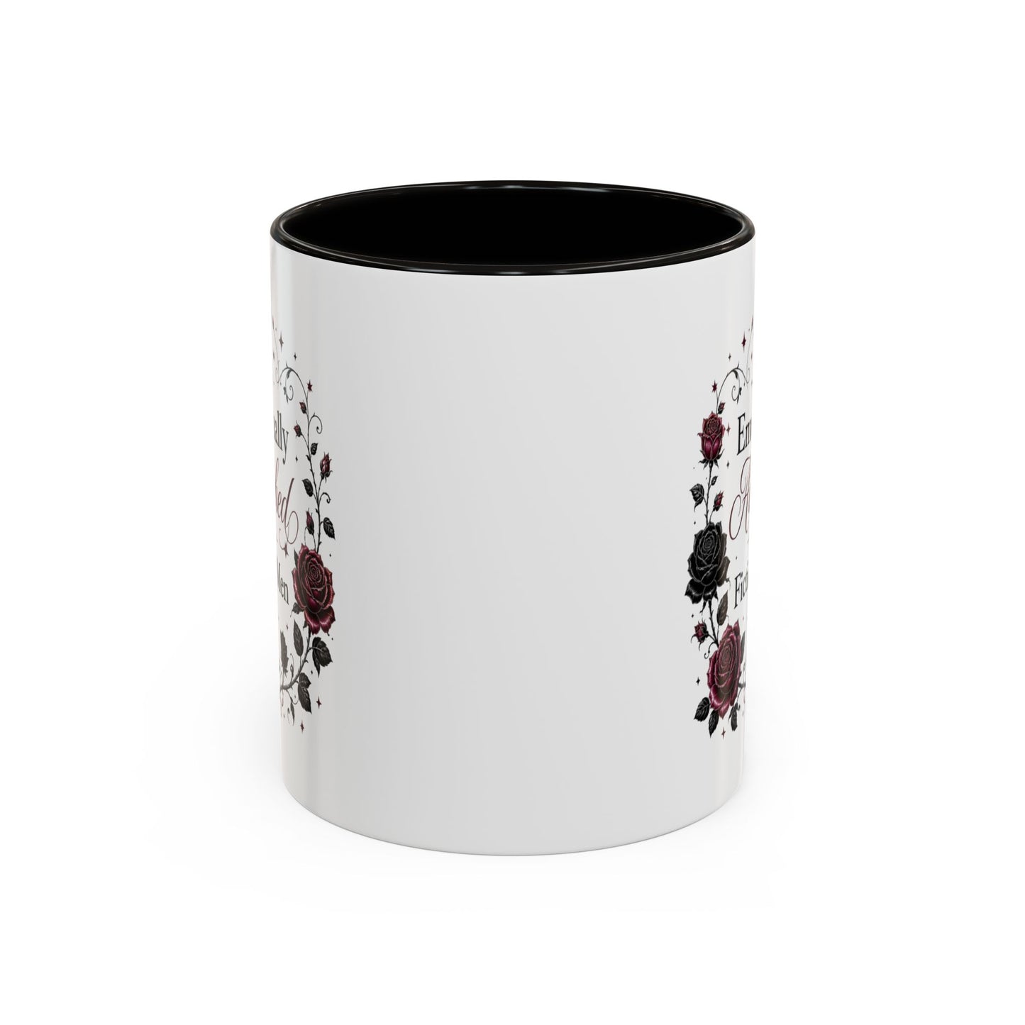 Emotionally Attached to Fictional Men Mug — Floral Gothic 11oz/15oz Coffee Cup