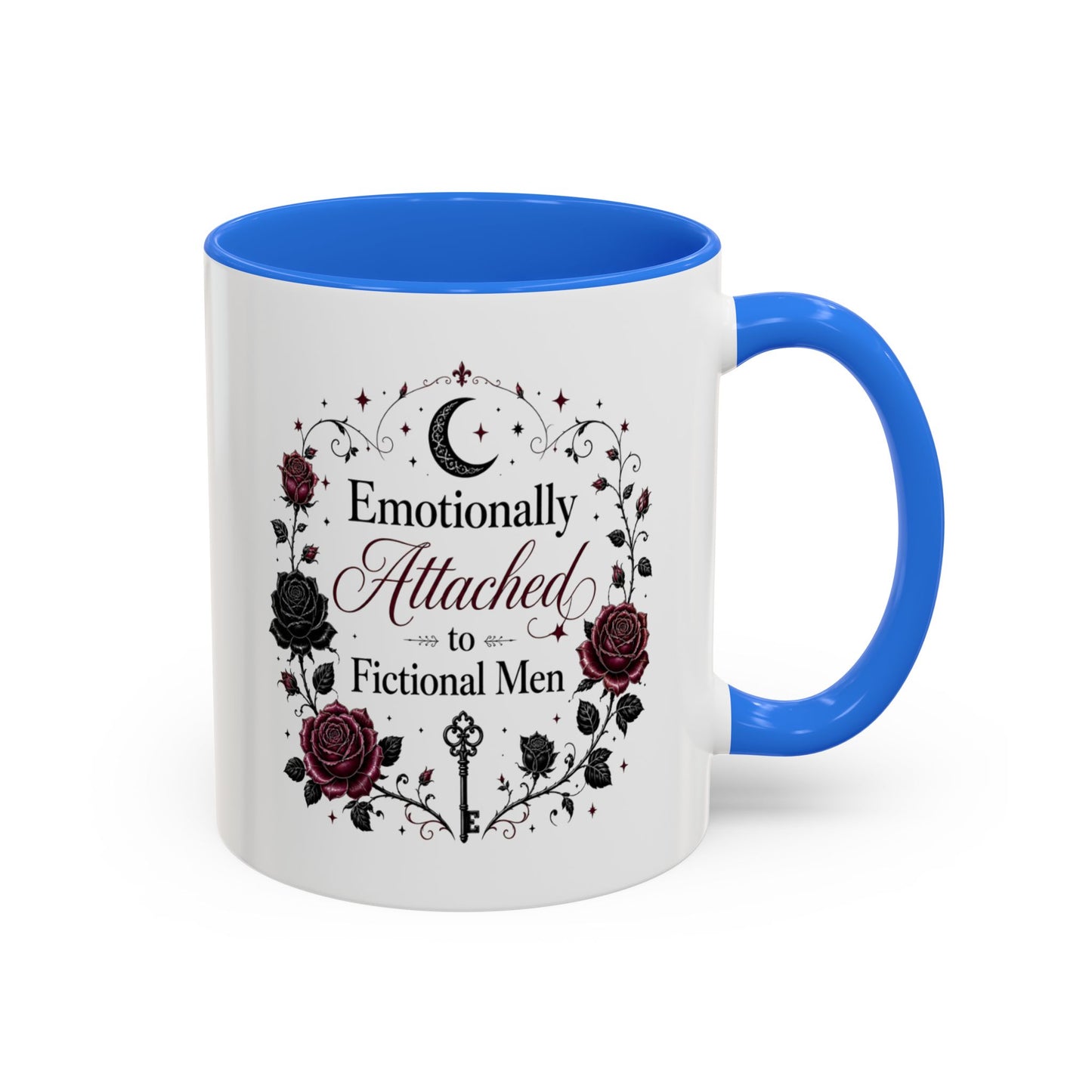 Emotionally Attached to Fictional Men Mug — Floral Gothic 11oz/15oz Coffee Cup
