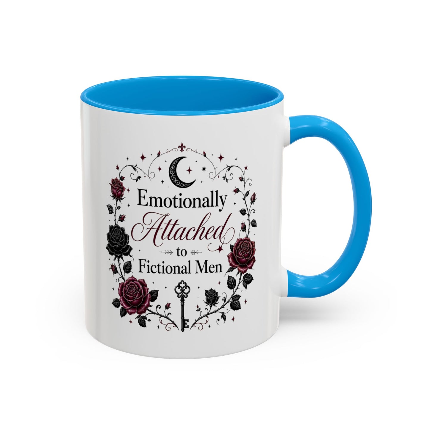 Emotionally Attached to Fictional Men Mug — Floral Gothic 11oz/15oz Coffee Cup