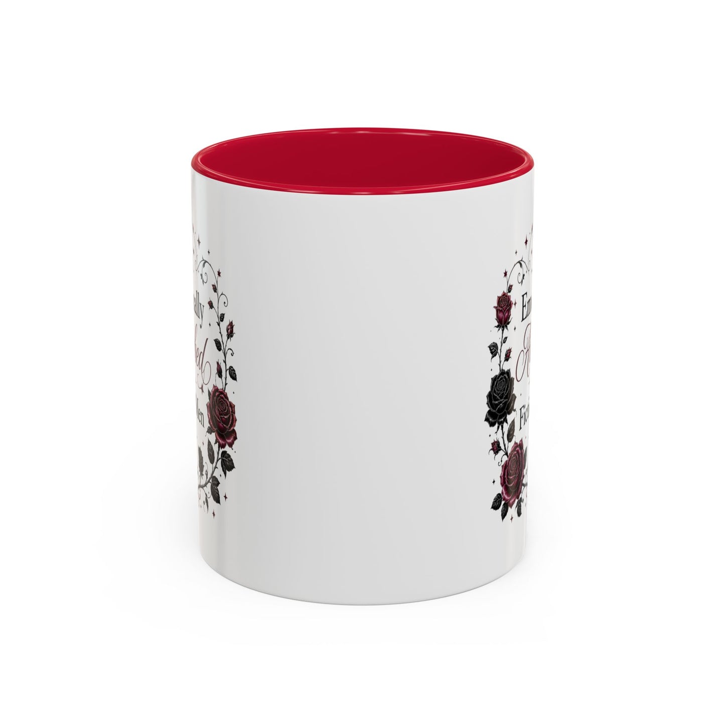 Emotionally Attached to Fictional Men Mug — Floral Gothic 11oz/15oz Coffee Cup