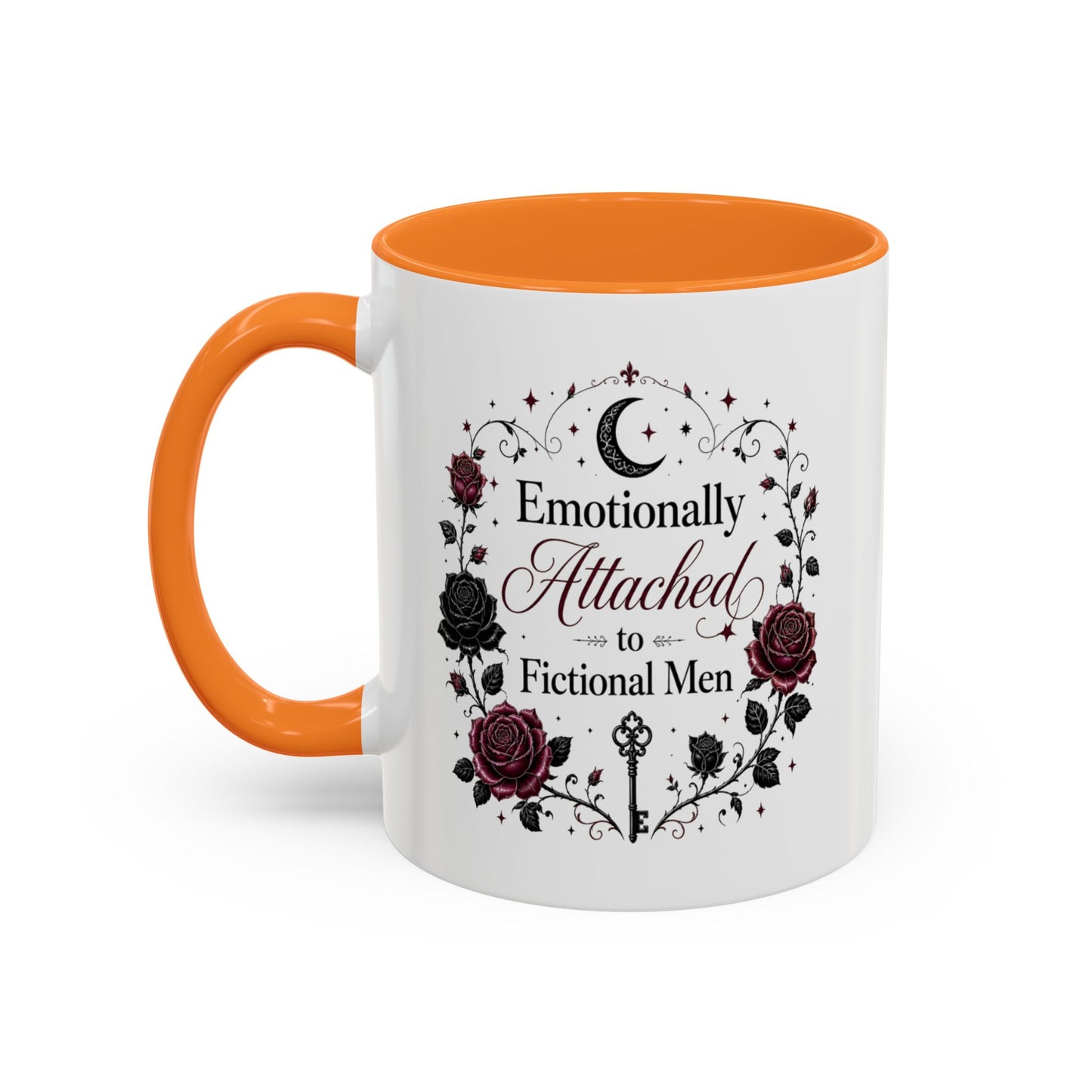 Emotionally Attached to Fictional Men Mug — Floral Gothic 11oz/15oz Coffee Cup