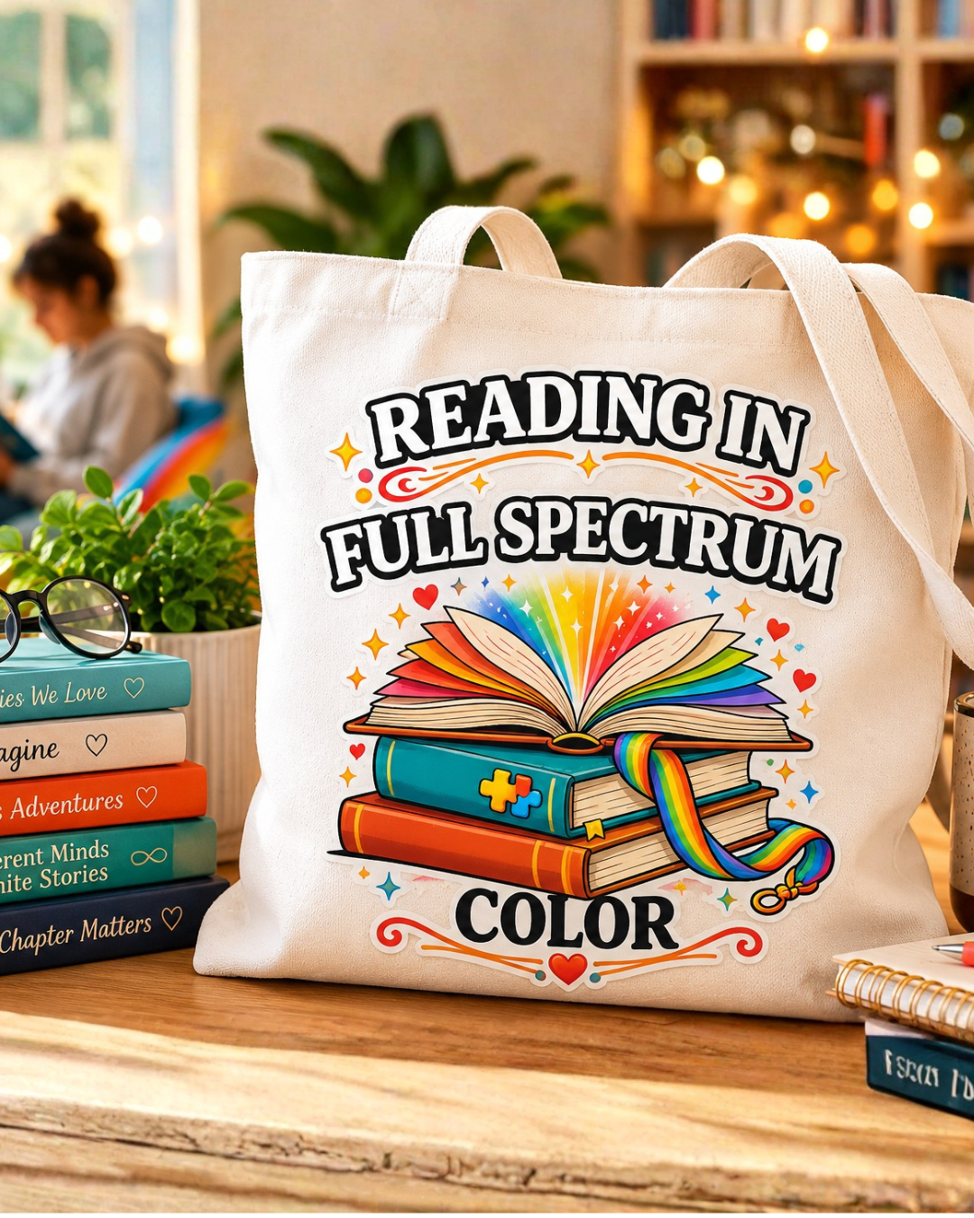 Reading in Full Spectrum Color Tote