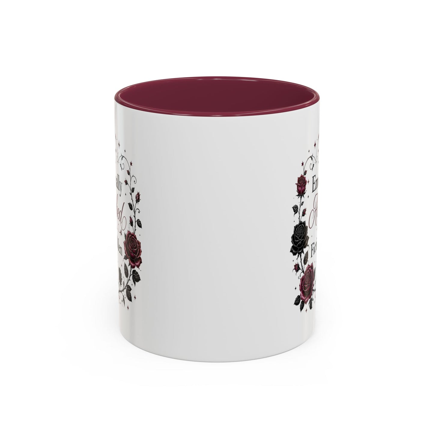 Emotionally Attached to Fictional Men Mug — Floral Gothic 11oz/15oz Coffee Cup