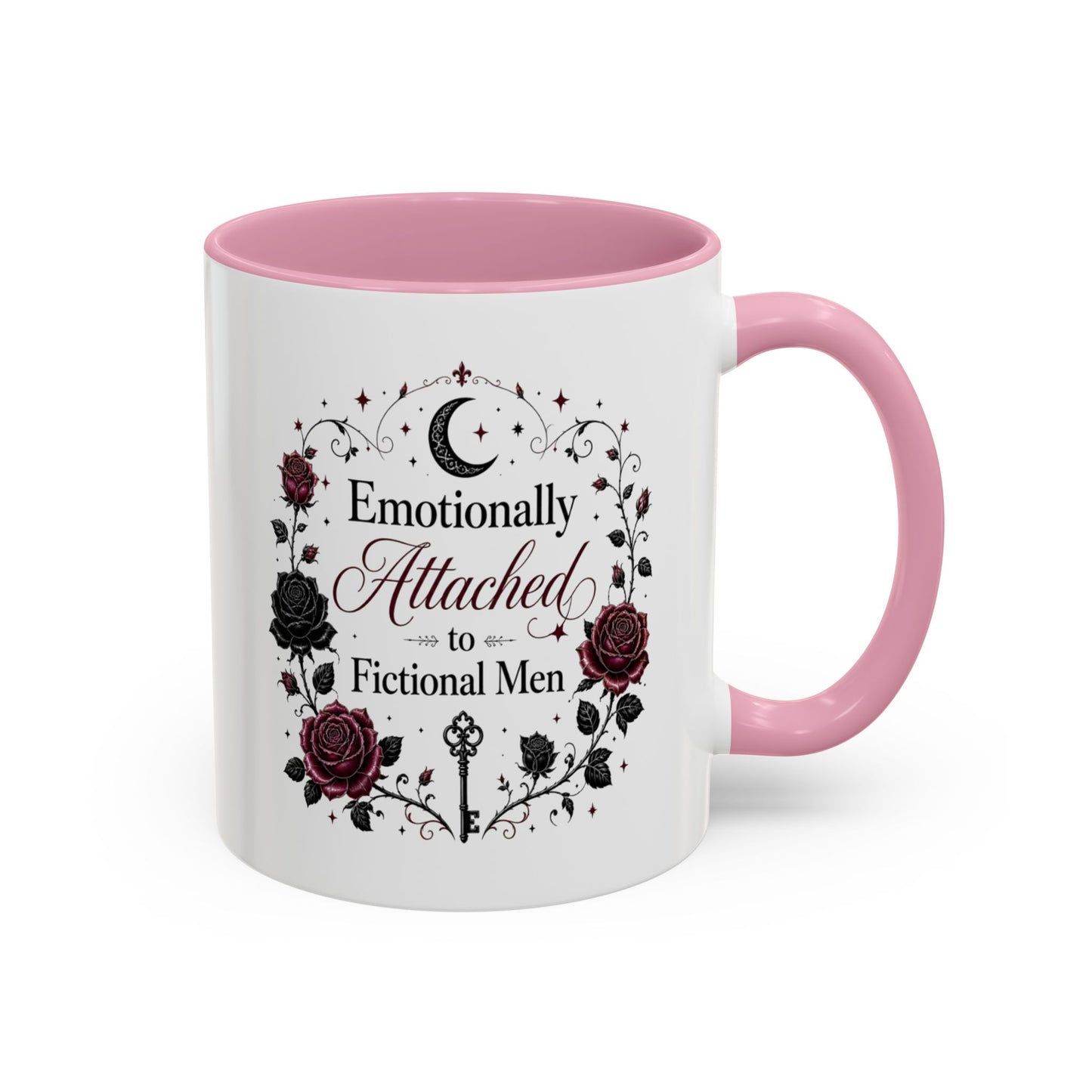 Emotionally Attached to Fictional Men Mug — Floral Gothic 11oz/15oz Coffee Cup