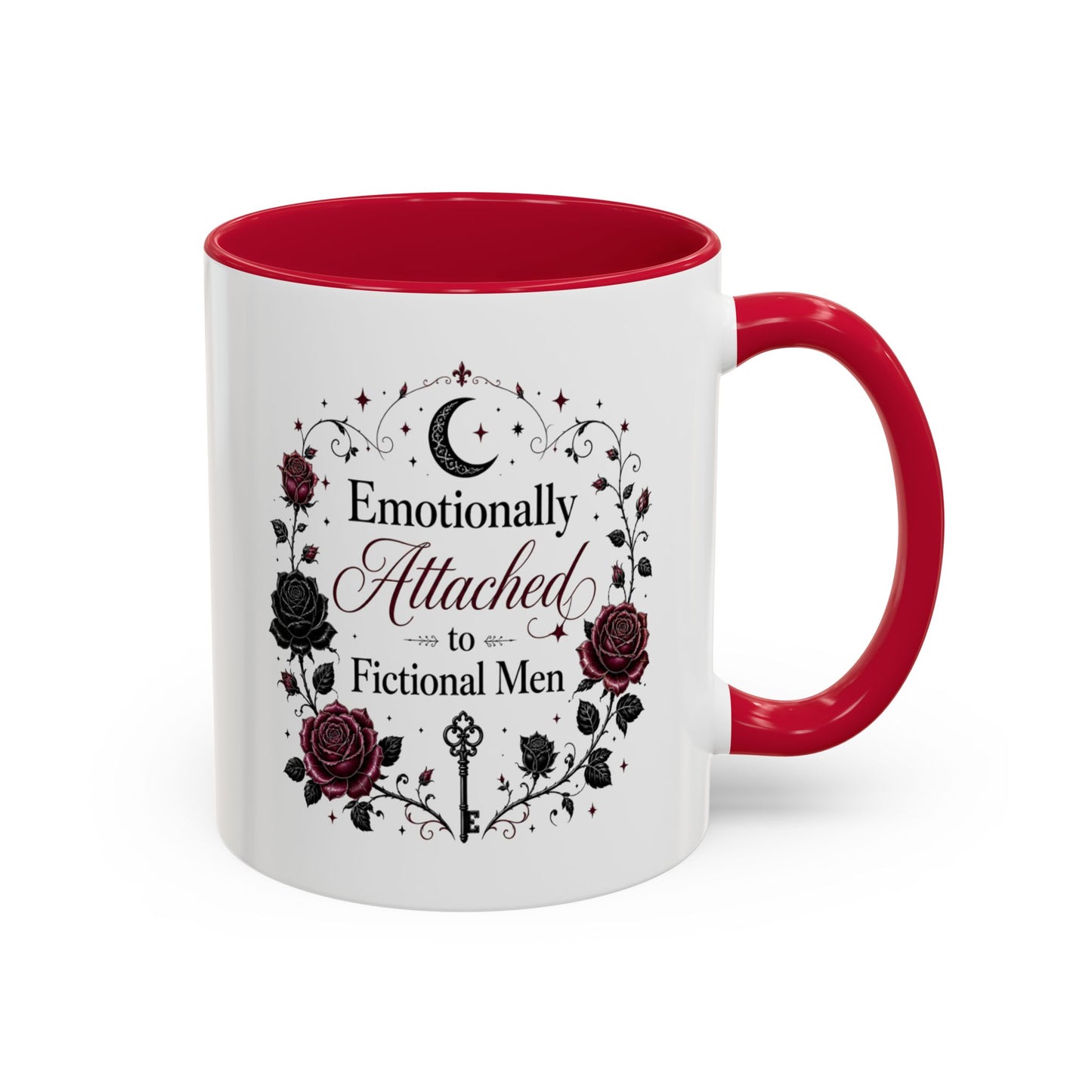 Emotionally Attached to Fictional Men Mug — Floral Gothic 11oz/15oz Coffee Cup