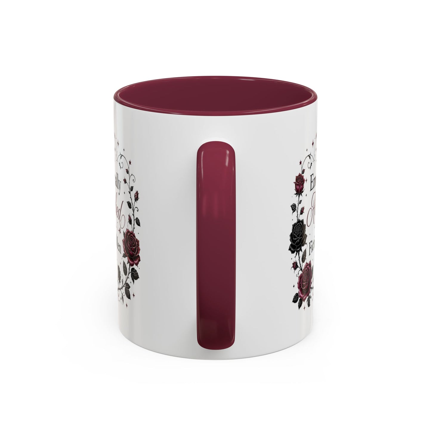 Emotionally Attached to Fictional Men Mug — Floral Gothic 11oz/15oz Coffee Cup
