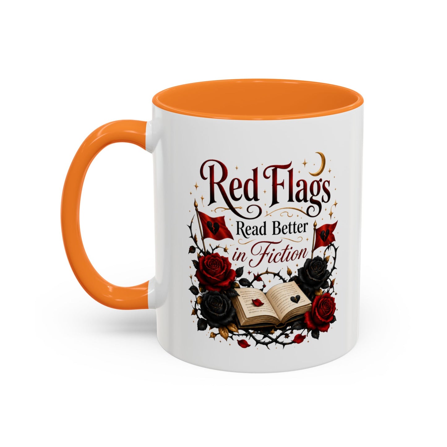 Book Lover Mug — "Red Flags Read Better in Fiction" Ceramic Coffee Cup (11oz/15oz)
