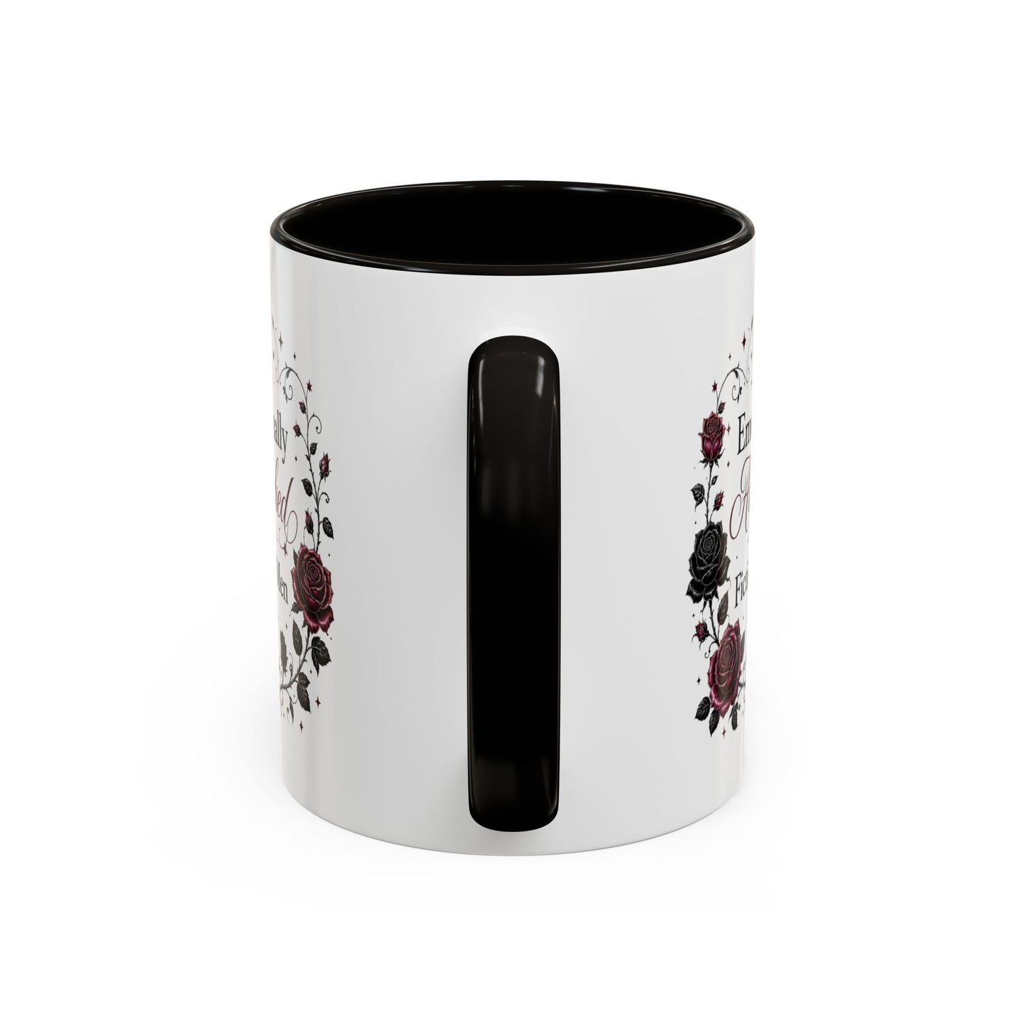 Emotionally Attached to Fictional Men Mug — Floral Gothic 11oz/15oz Coffee Cup