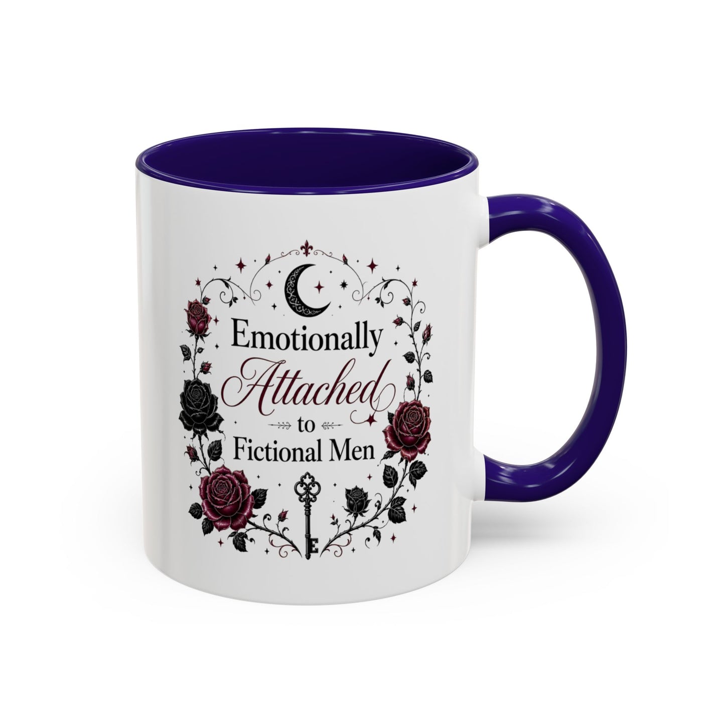 Emotionally Attached to Fictional Men Mug — Floral Gothic 11oz/15oz Coffee Cup