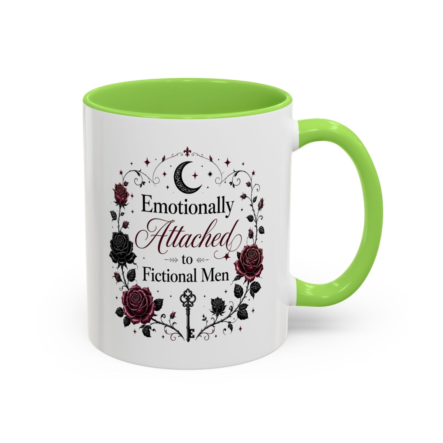 Emotionally Attached to Fictional Men Mug — Floral Gothic 11oz/15oz Coffee Cup