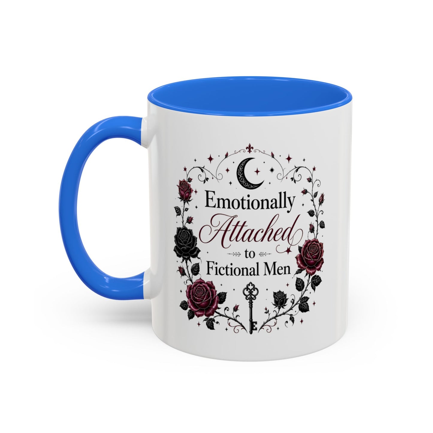 Emotionally Attached to Fictional Men Mug — Floral Gothic 11oz/15oz Coffee Cup