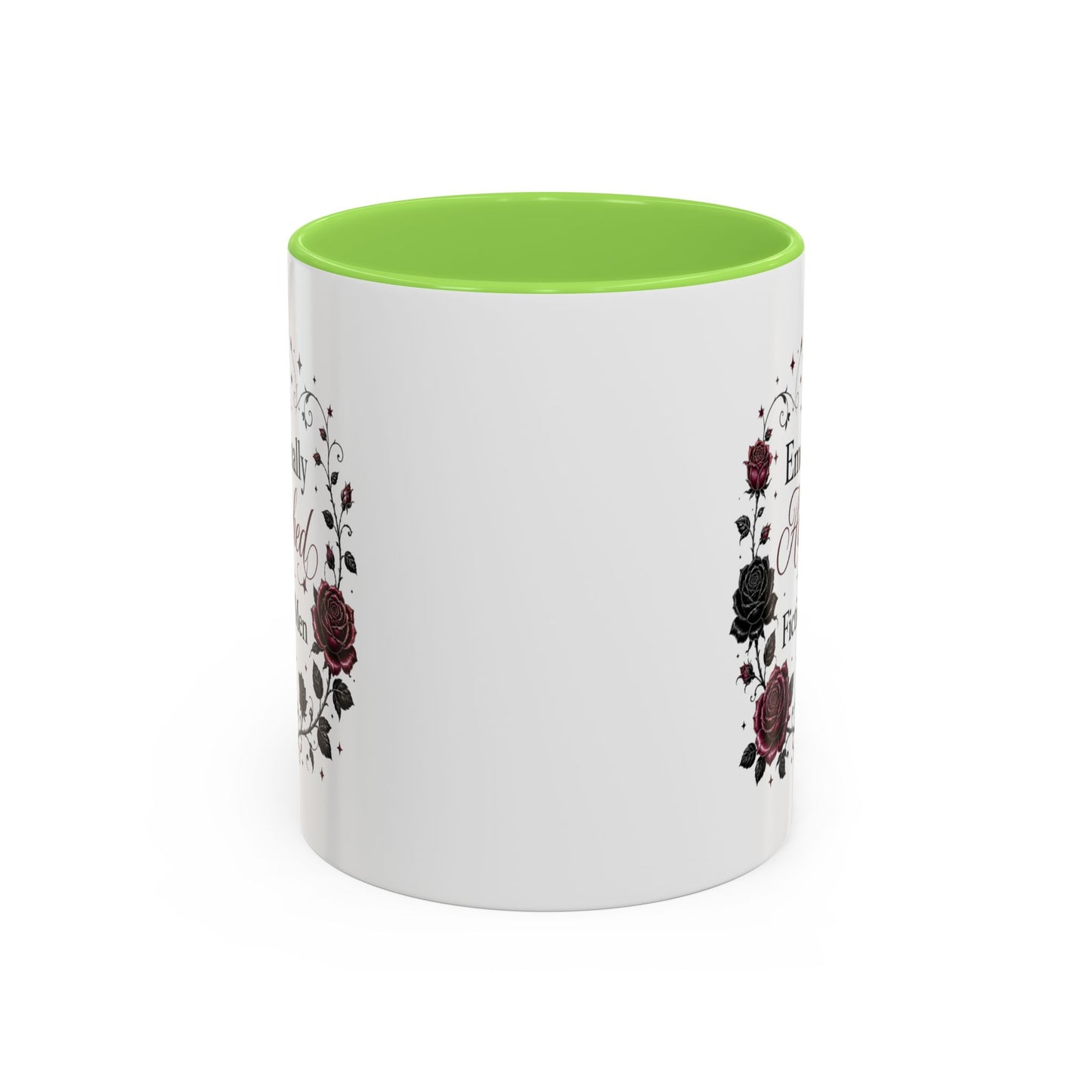 Emotionally Attached to Fictional Men Mug — Floral Gothic 11oz/15oz Coffee Cup
