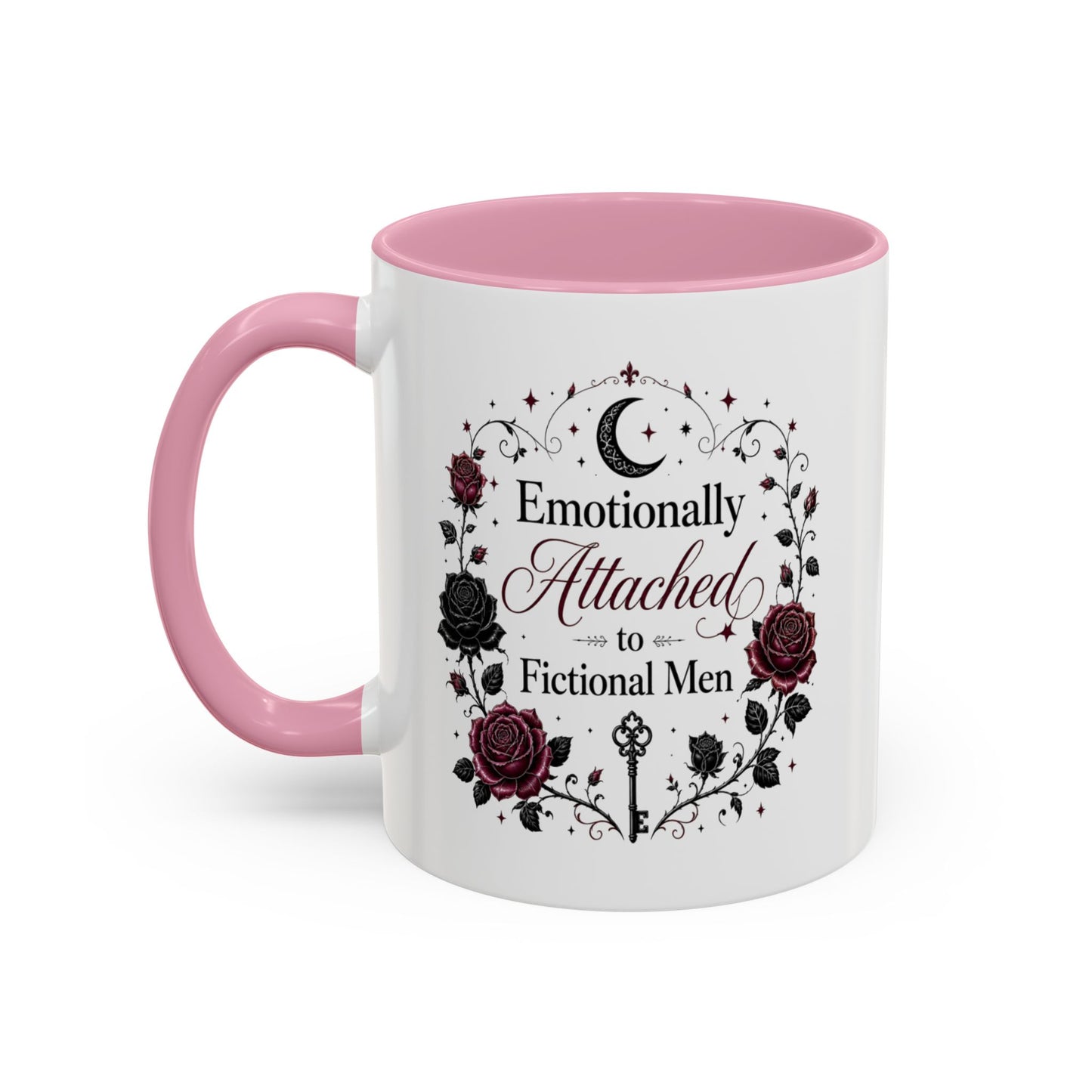 Emotionally Attached to Fictional Men Mug — Floral Gothic 11oz/15oz Coffee Cup