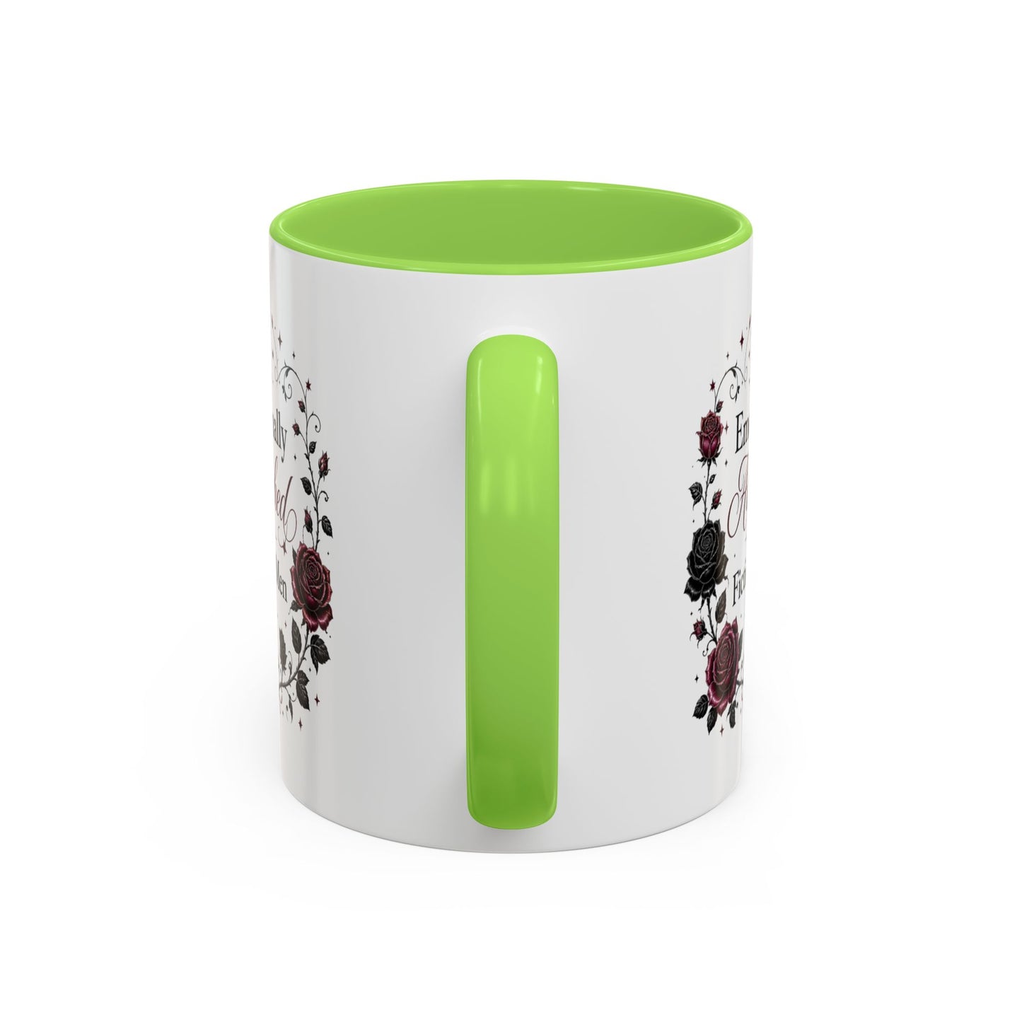 Emotionally Attached to Fictional Men Mug — Floral Gothic 11oz/15oz Coffee Cup