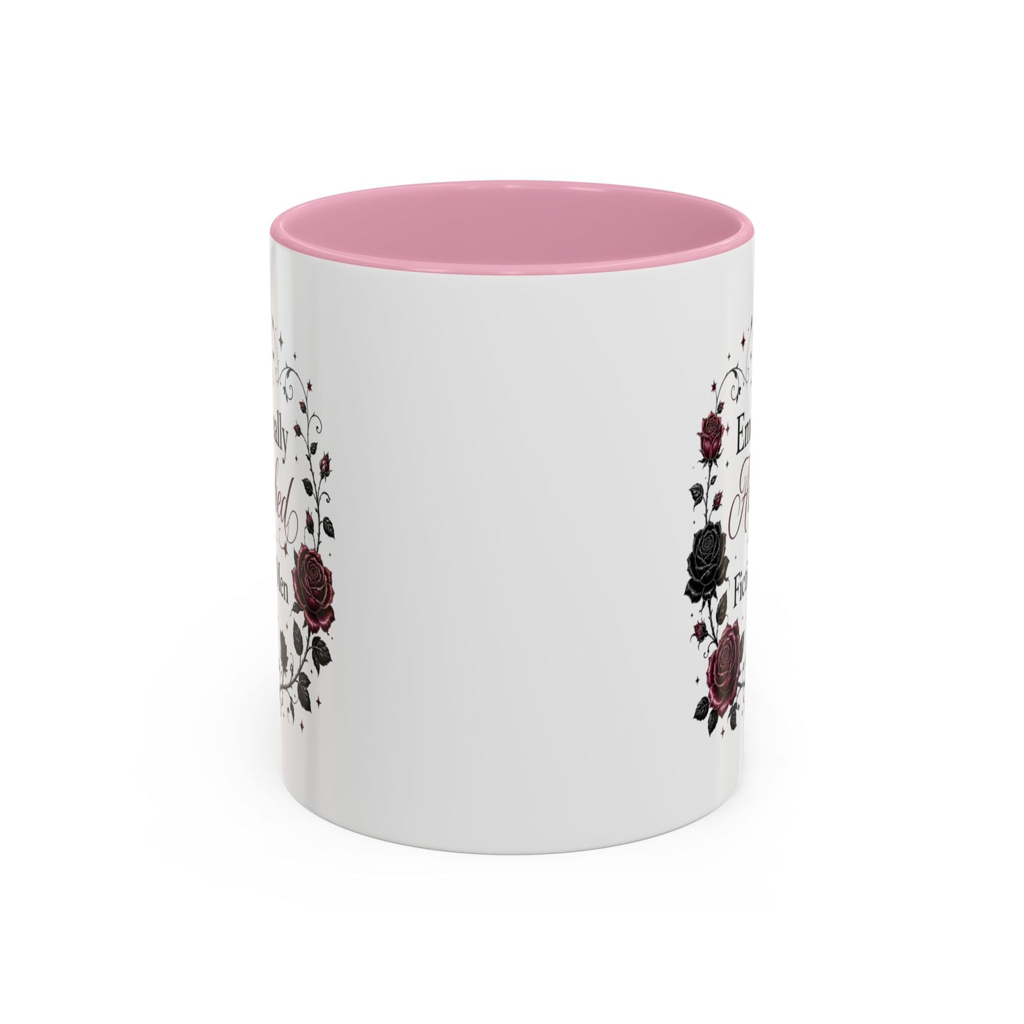 Emotionally Attached to Fictional Men Mug — Floral Gothic 11oz/15oz Coffee Cup