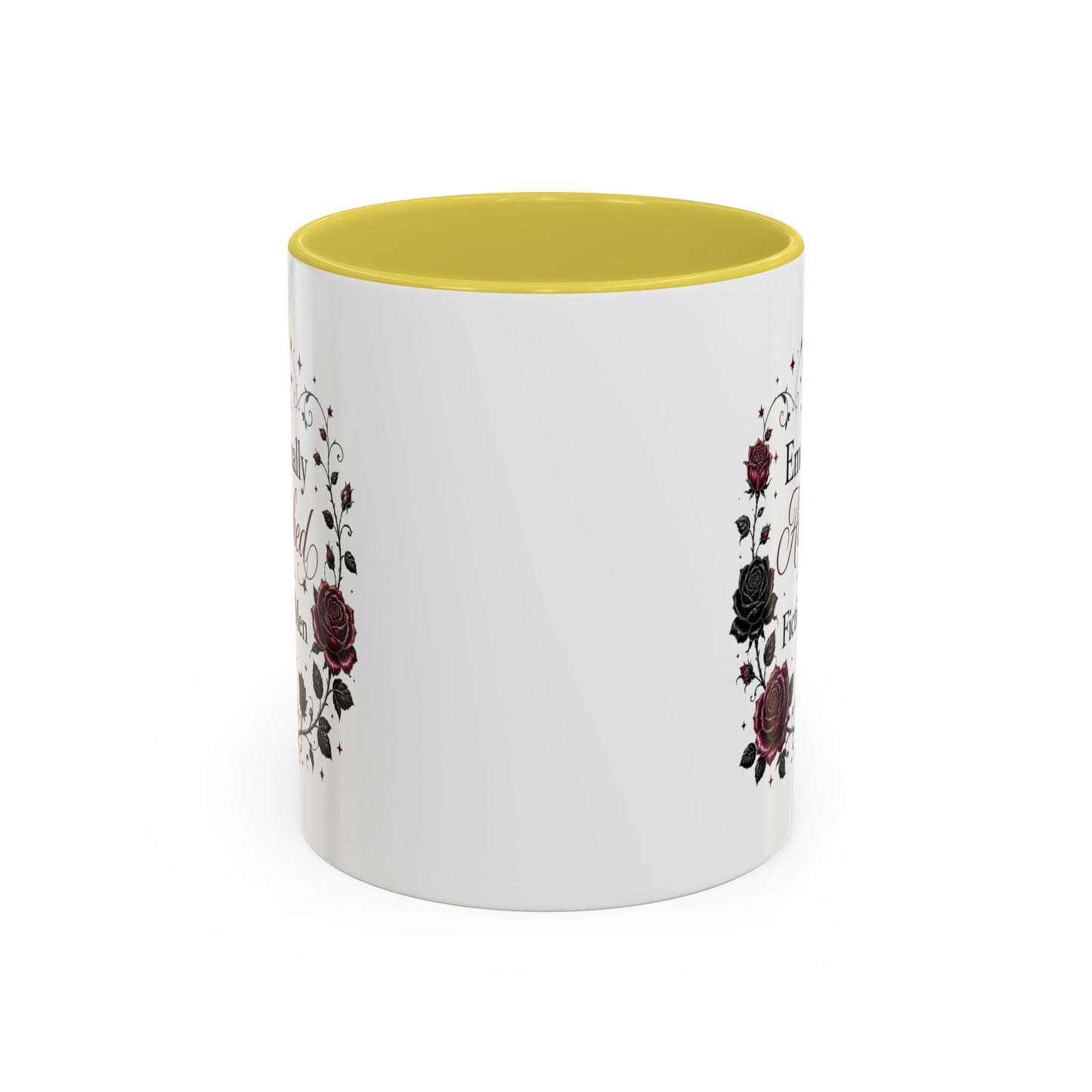 Emotionally Attached to Fictional Men Mug — Floral Gothic 11oz/15oz Coffee Cup
