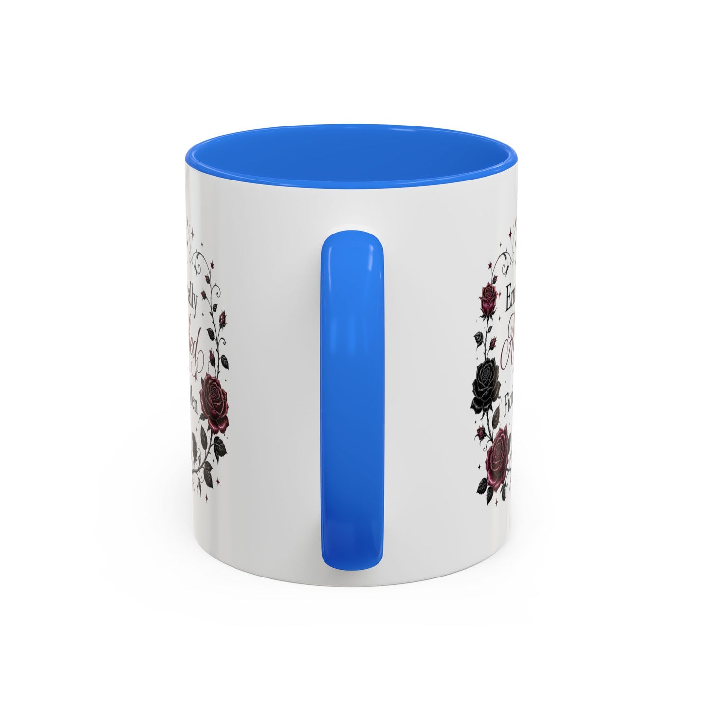 Emotionally Attached to Fictional Men Mug — Floral Gothic 11oz/15oz Coffee Cup