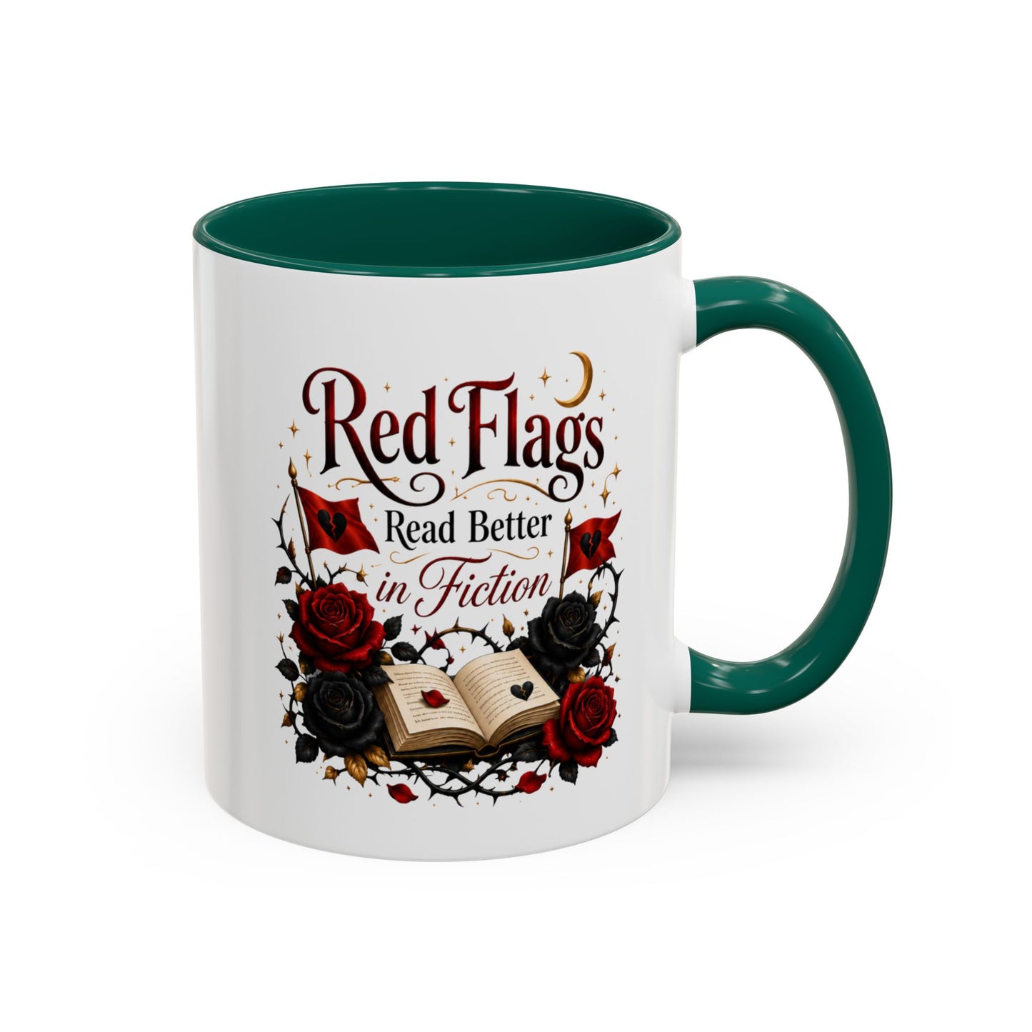 Book Lover Mug — "Red Flags Read Better in Fiction" Ceramic Coffee Cup (11oz/15oz)