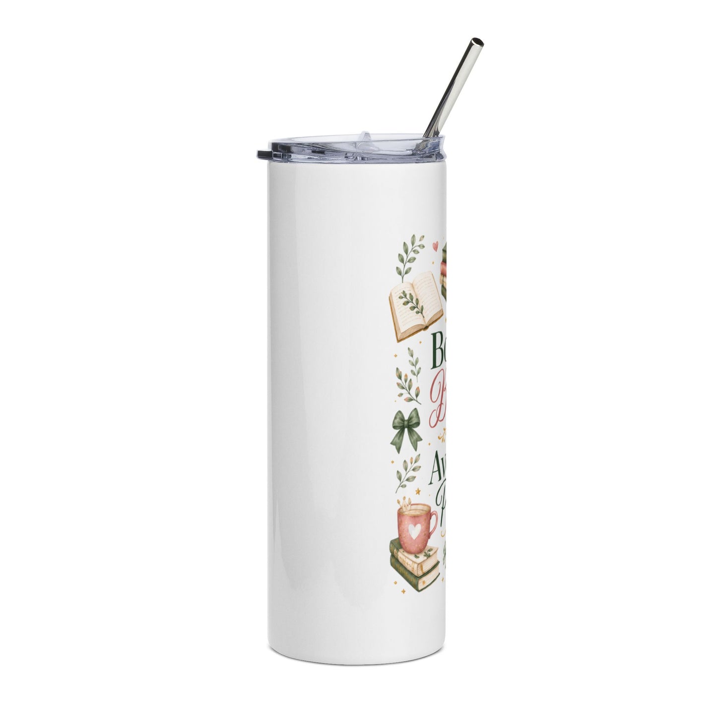 20oz Book Lover Tumbler — "Booked, Blessed & Avoiding People" Stainless Steel Travel Cup
