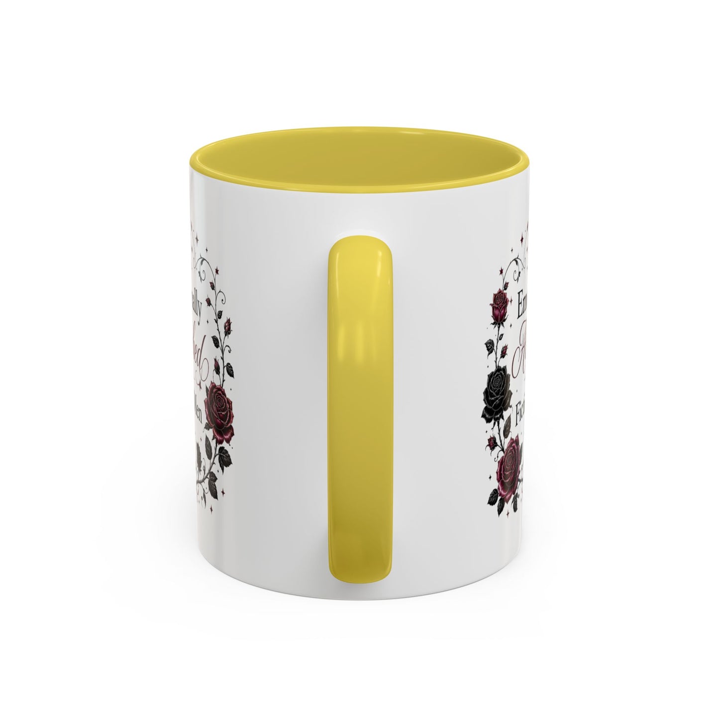 Emotionally Attached to Fictional Men Mug — Floral Gothic 11oz/15oz Coffee Cup
