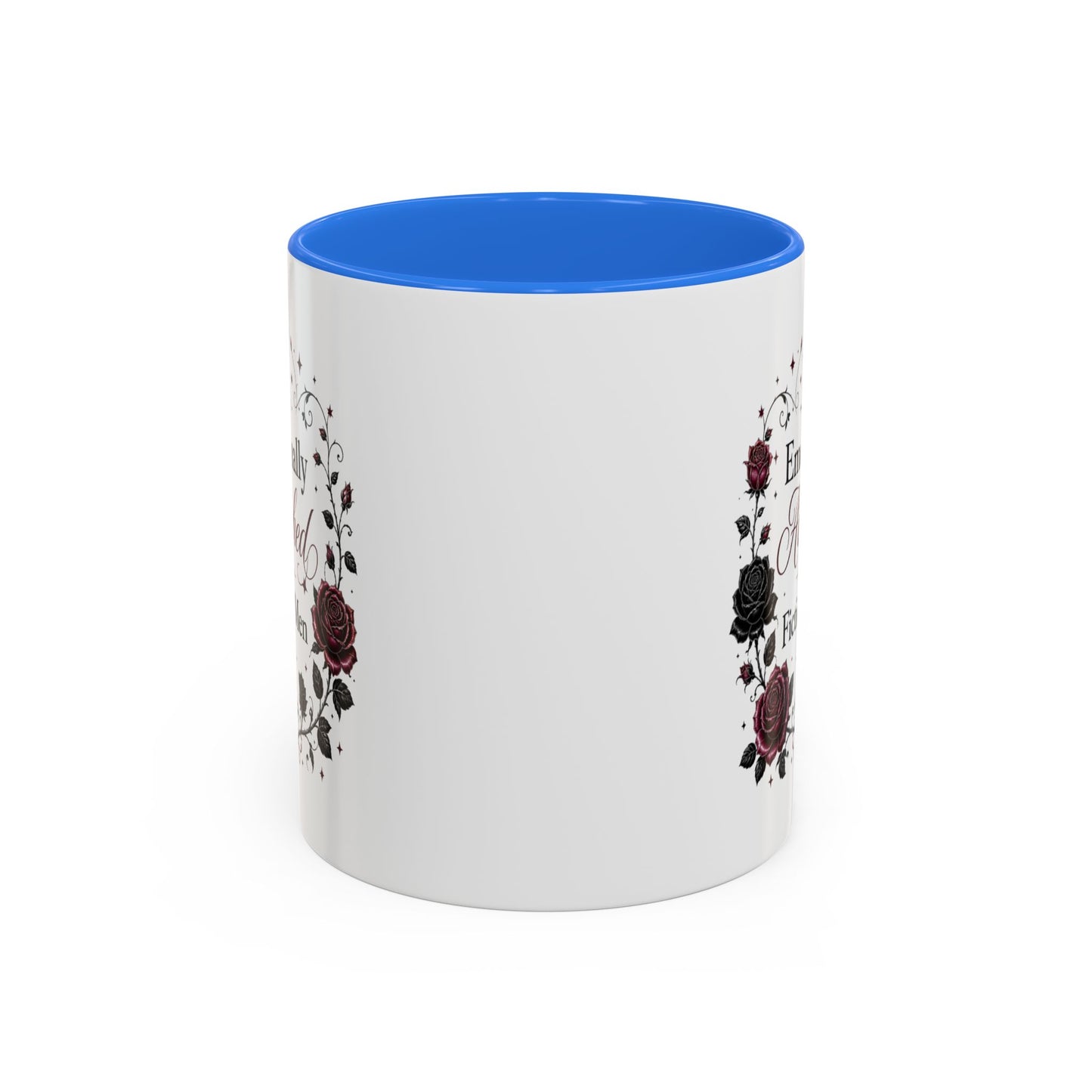 Emotionally Attached to Fictional Men Mug — Floral Gothic 11oz/15oz Coffee Cup