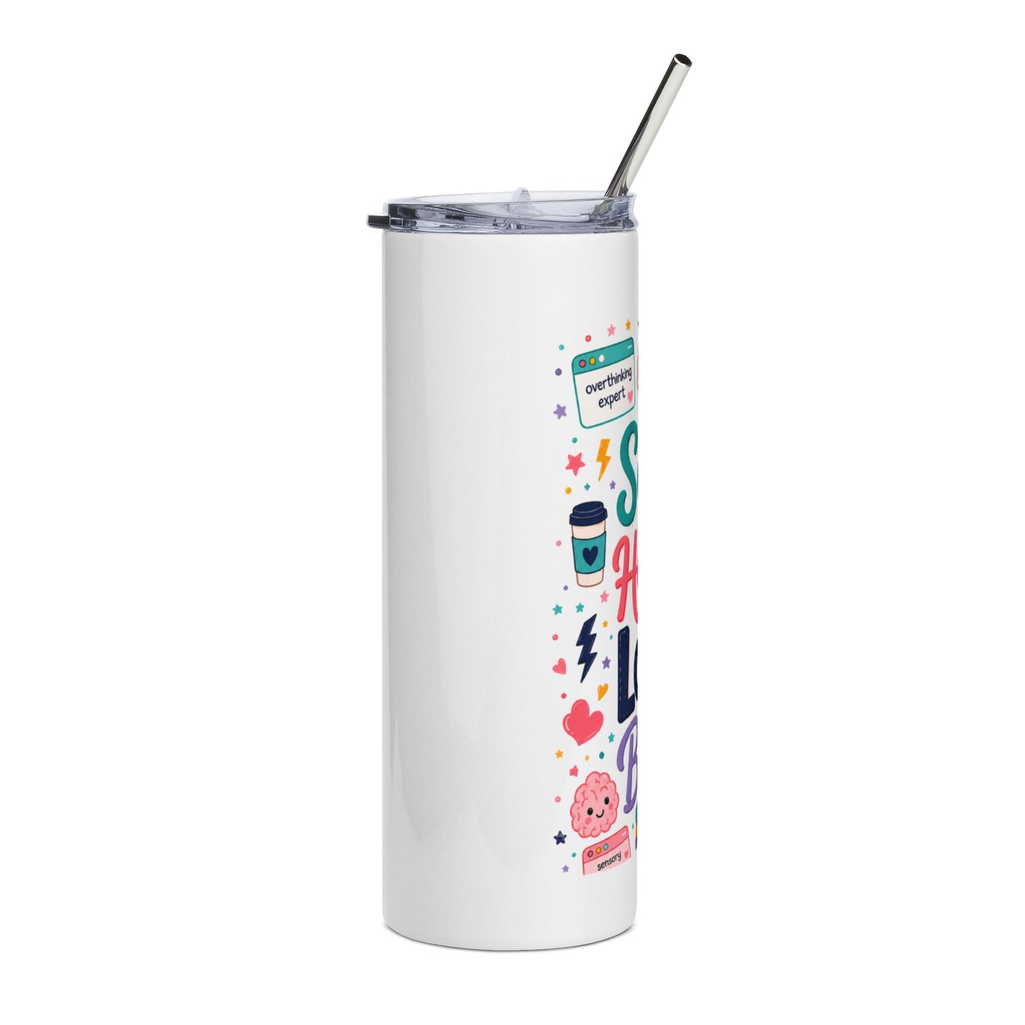 Soft Heart Loud Brain 20oz Stainless Tumbler — Cute Inspirational Travel Cup