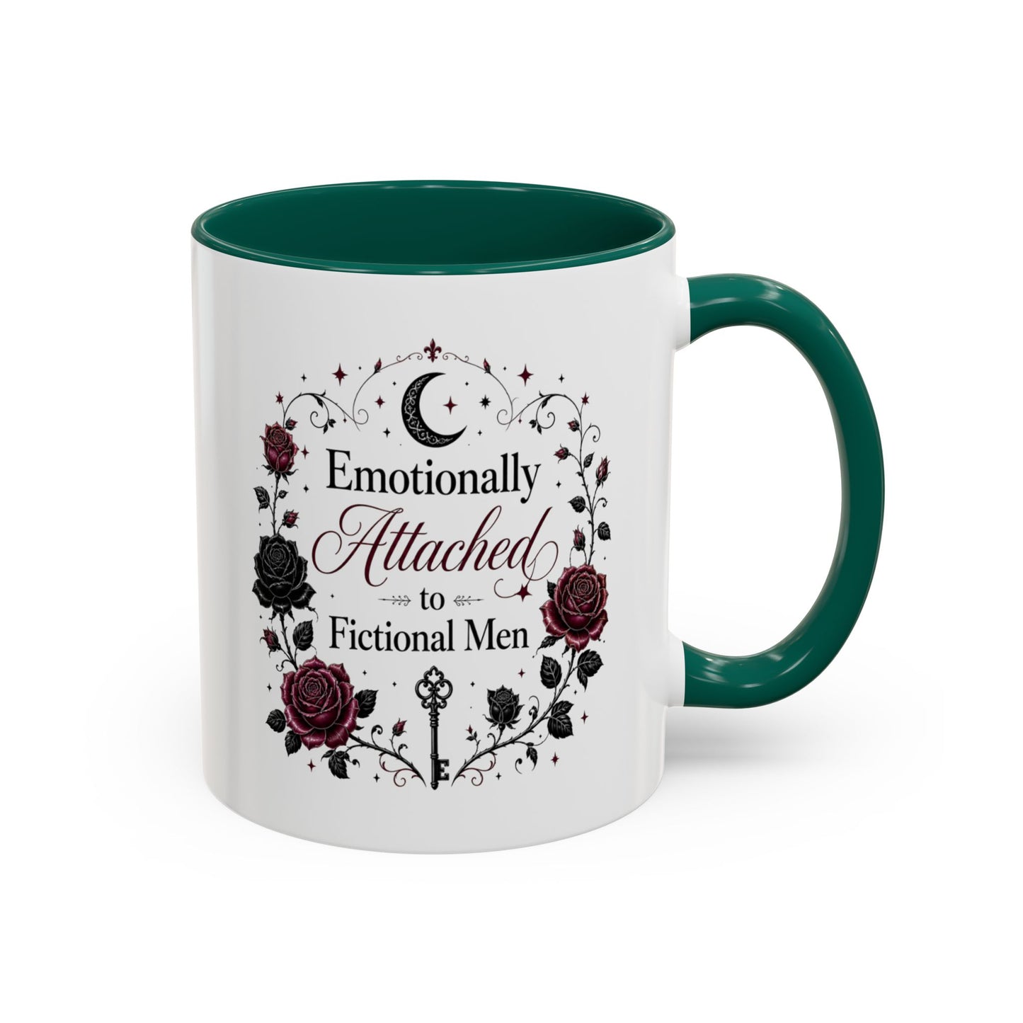 Emotionally Attached to Fictional Men Mug — Floral Gothic 11oz/15oz Coffee Cup