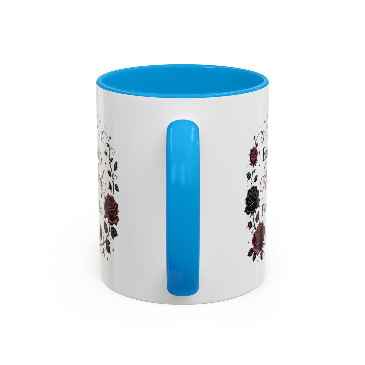 Emotionally Attached to Fictional Men Mug — Floral Gothic 11oz/15oz Coffee Cup