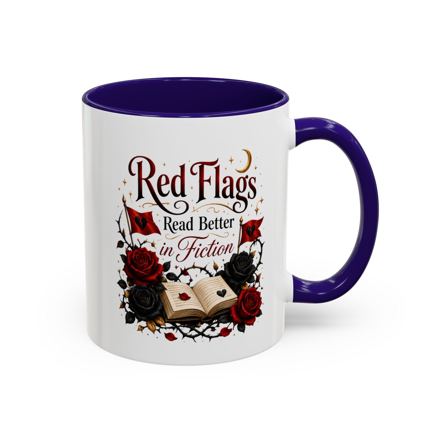 Book Lover Mug — "Red Flags Read Better in Fiction" Ceramic Coffee Cup (11oz/15oz)