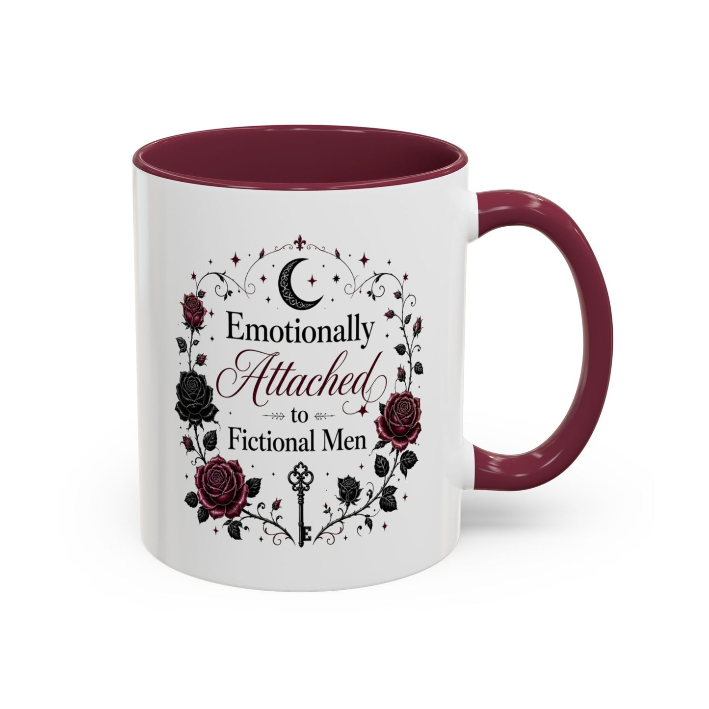 Emotionally Attached to Fictional Men Mug — Floral Gothic 11oz/15oz Coffee Cup