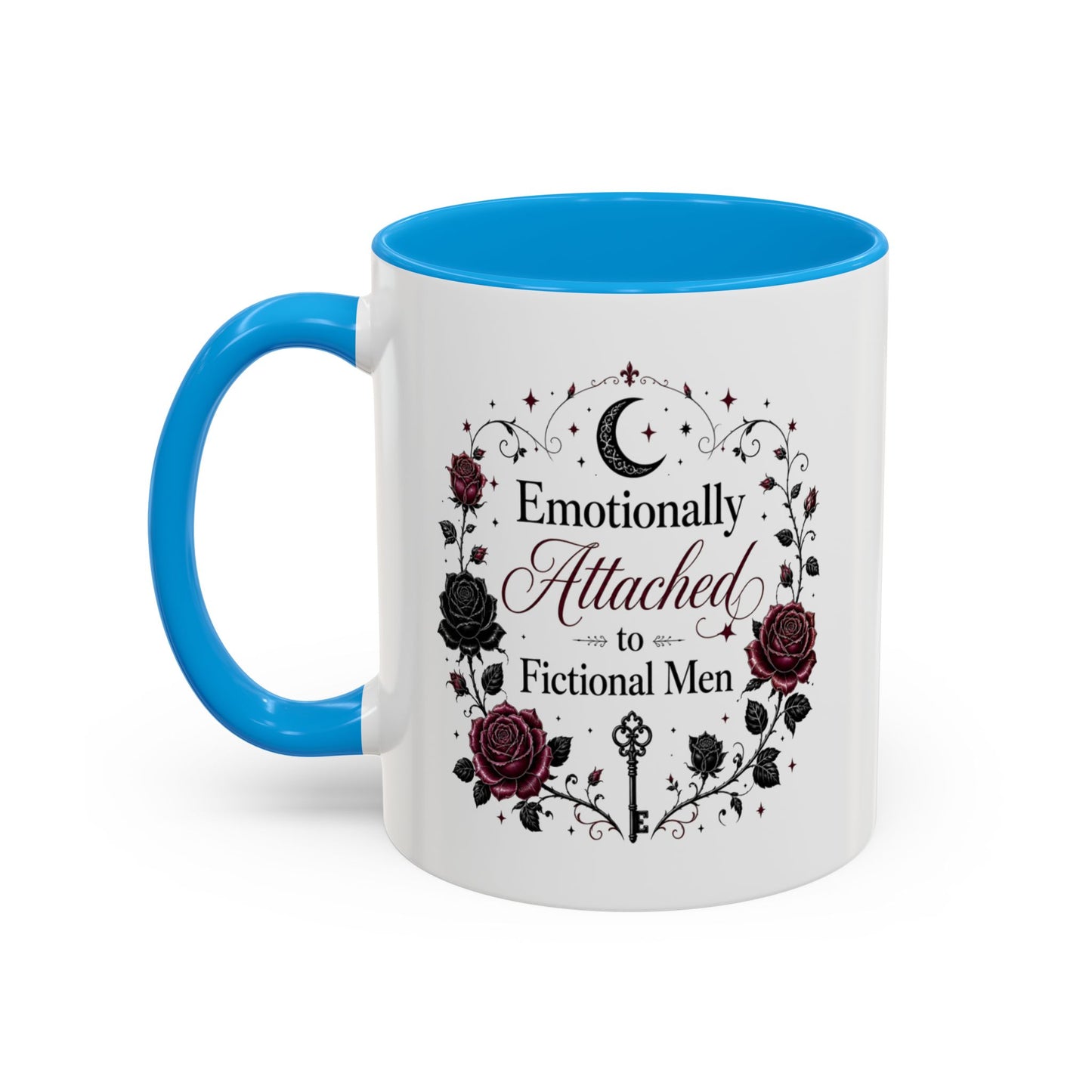 Emotionally Attached to Fictional Men Mug — Floral Gothic 11oz/15oz Coffee Cup