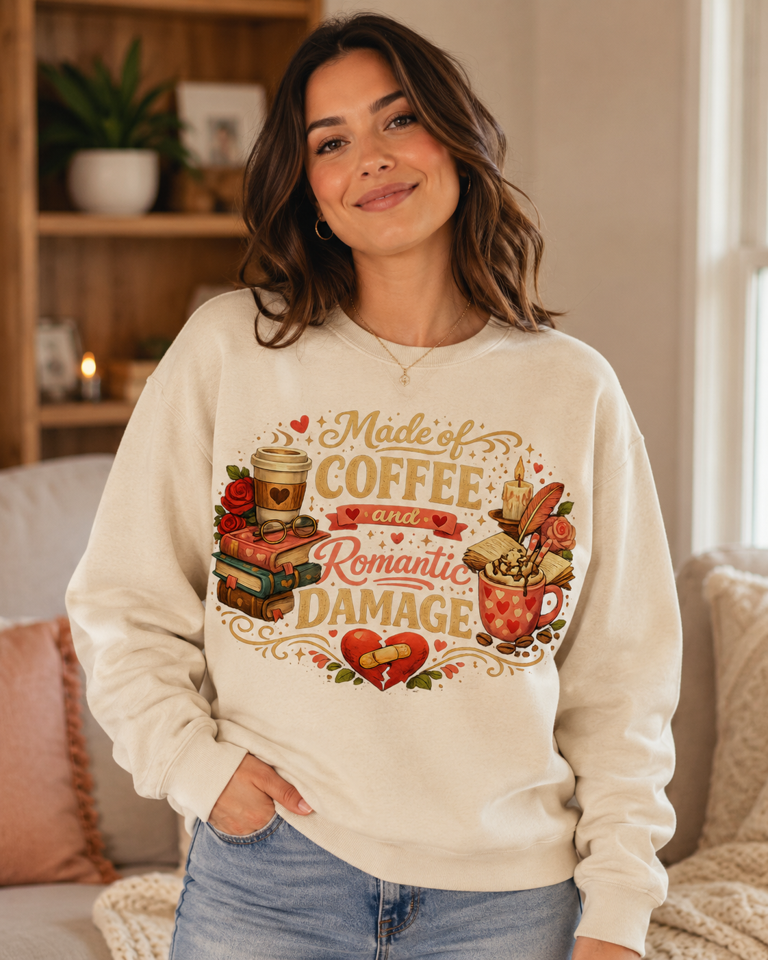 Made Of Coffee Romantic Damage Sweatshirt