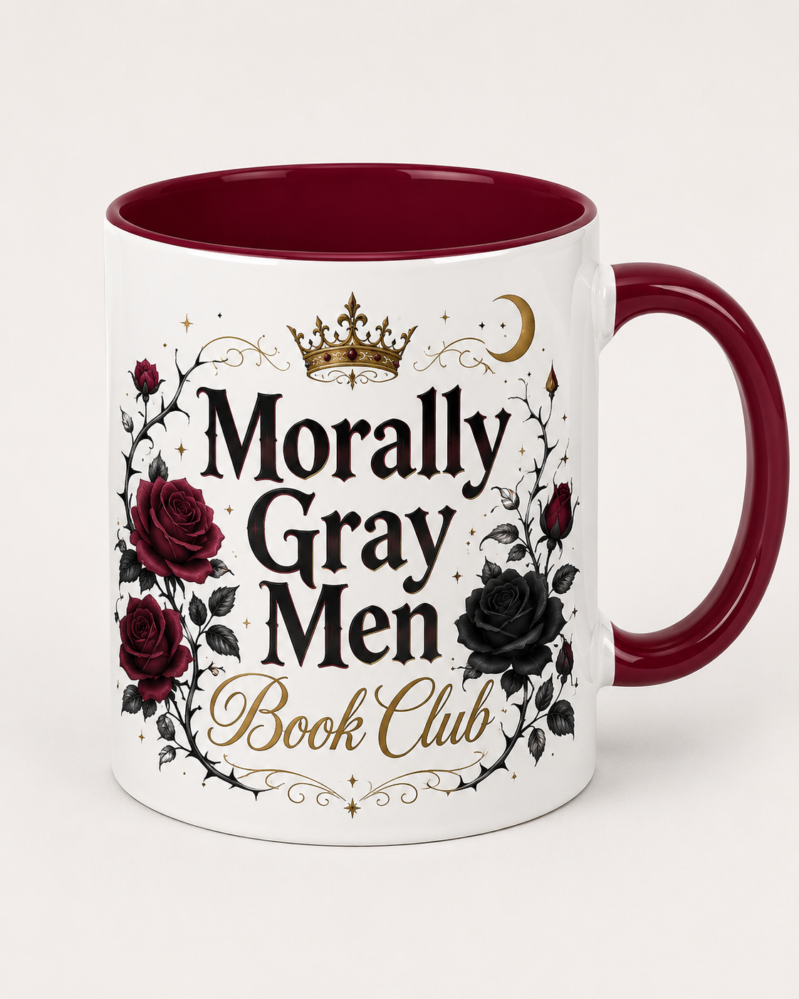 Morally Gray Men Book Club Mug — 11oz & 15oz Floral Gothic Coffee Cup