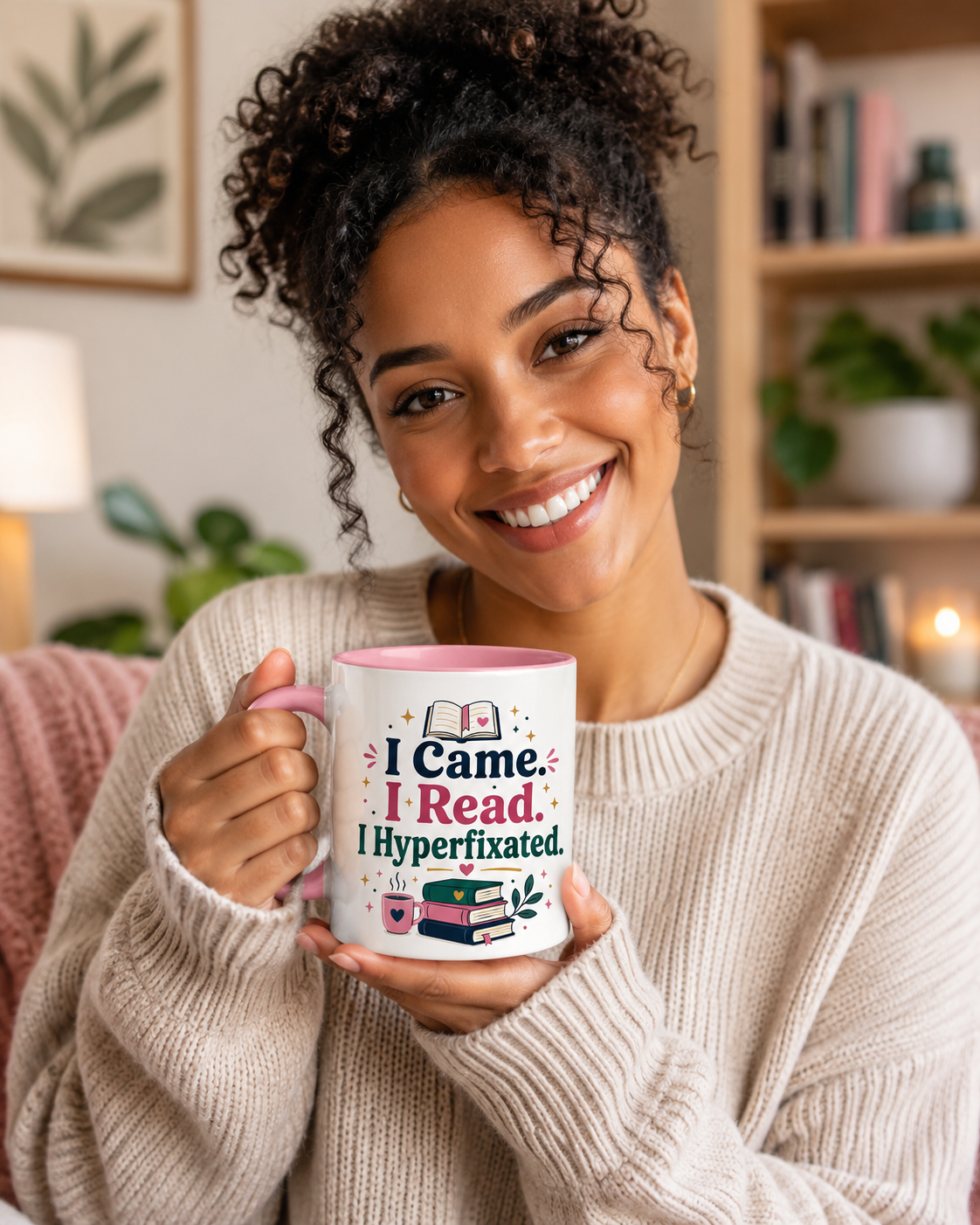 Book Lover Mug — “I Came. I Read. I Hyperfixated.” Colorful 11/15oz Coffee Cup