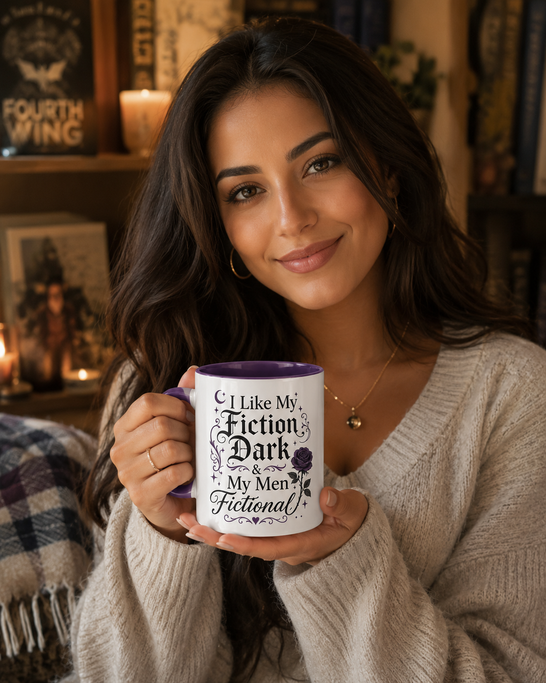Fiction Dark Coffee Mug — "I Like My Fiction Dark & My Men Fictional" (11oz/15oz)